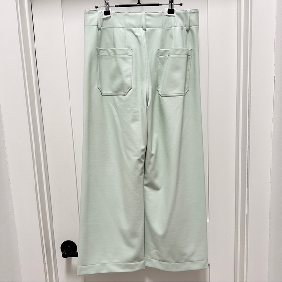 ANTHROPOLOGIE The Colette Cropped Wide-Leg Faux Leather Pants by Maeve in Mint - Picture 6 of 8